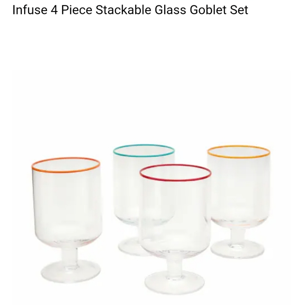 Infuse Bold Latin Flavor Stackable Goblet Set 14 Oz 4 Piece Glass